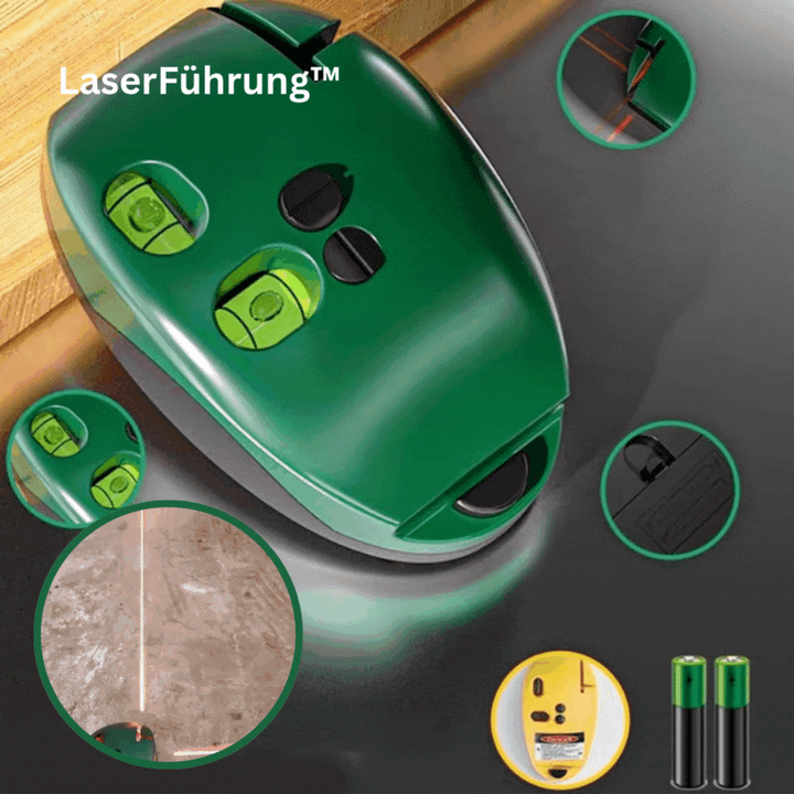 Präzise 90° Laser Wasserwaage für exaktes Ausrichten von Fliesen & Bauprojekten, Linienlaser grün/gelb.