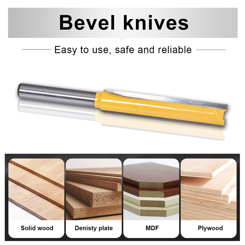 Gerade Fräse mit 8mm Schaft und Doppelrillen, ein robustes Hartmetall-Werkzeug für Profi-Holzbearbeitung.