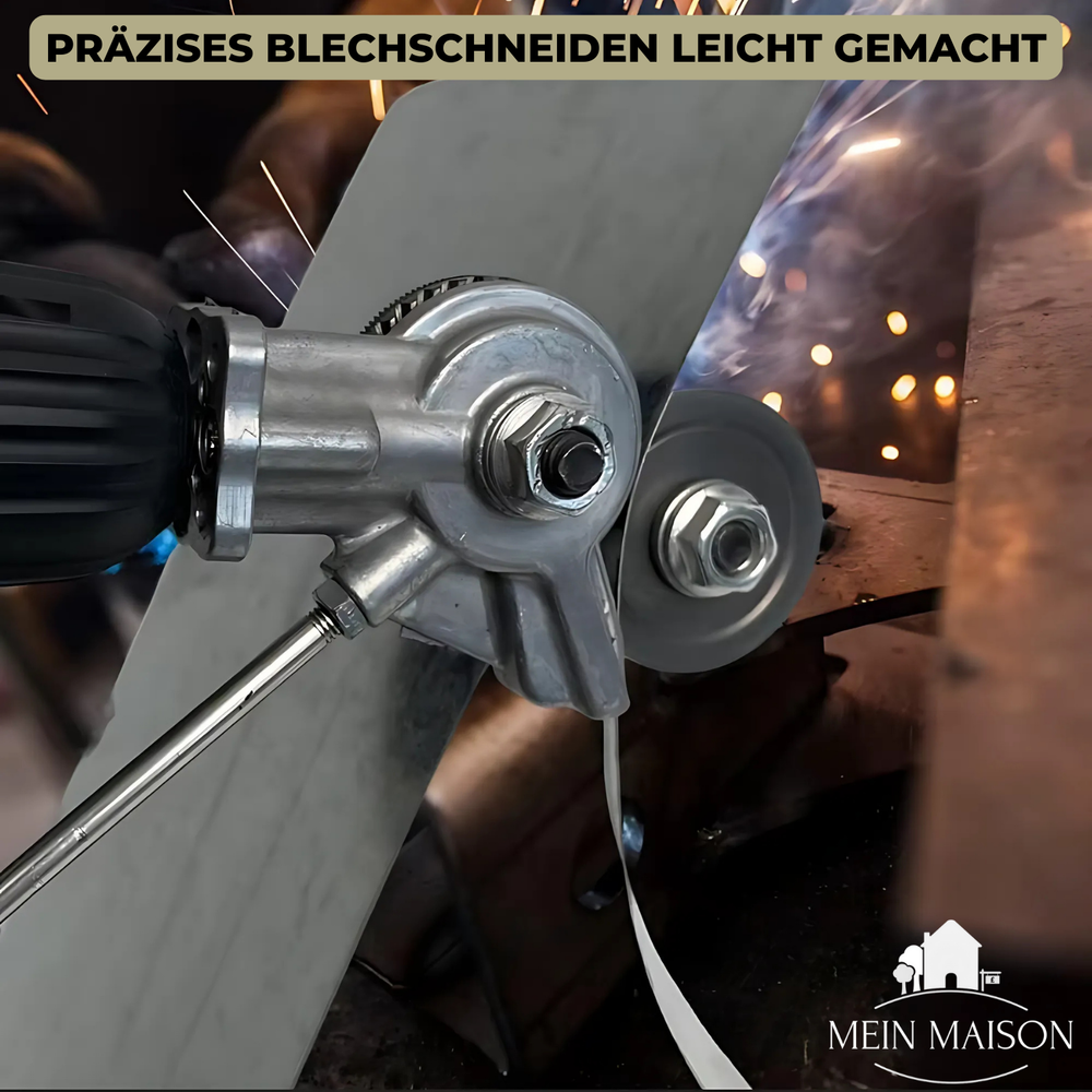 Hochwertiger Bohrmaschinenaufsatz als Metallschneider für präzise DIY-Metallbearbeitung. Schneidwerkzeug.
