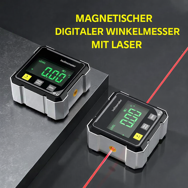 Präziser digitaler Neigungsmesser mit Laser & starkem Magnet, ideal für exaktes Nivellieren im Handwerk & DIY.