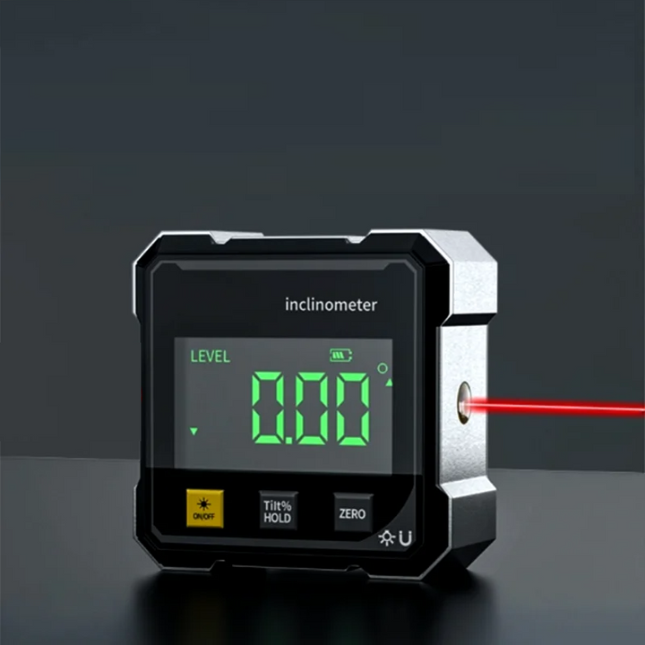 Ergonomischer digitaler Winkelmesser mit Laser & Magnet, für einfache, präzise Neigungs- & Winkelmessung am Bau.