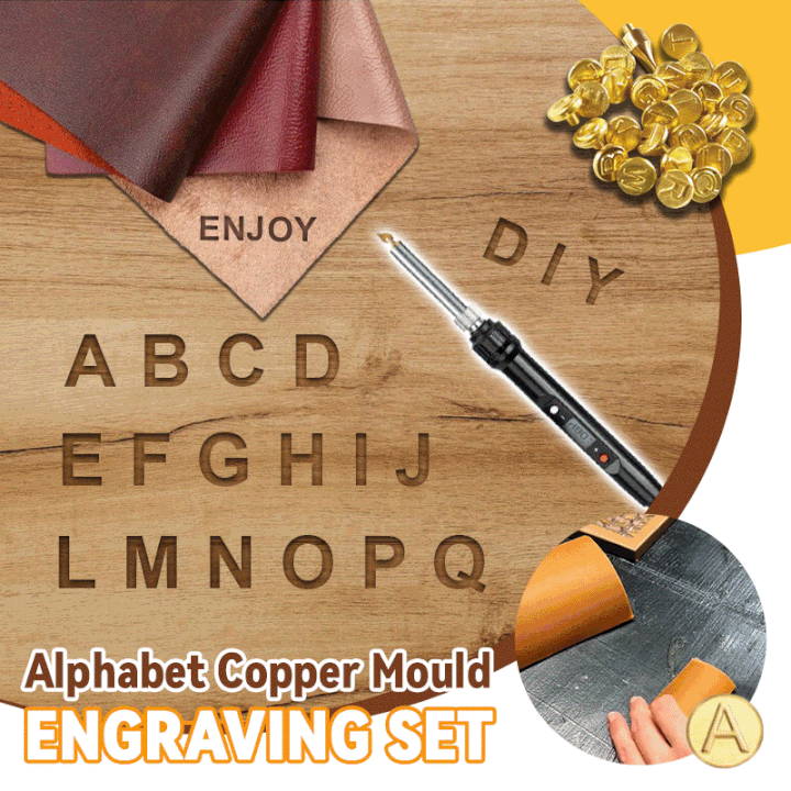 Präzises Gravur-Set mit Brennspitzen, Alphabet- & Musterschablonen für personalisierte Holz-, Leder- & Kork-Projekte.