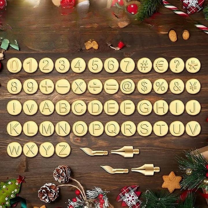 Hochwertiges Alphabet-Gravur-Set mit Brennspitzen für personalisierte Holz- & Lederprojekte. Perfektes DIY-Werkzeug.