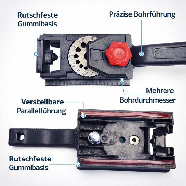 Professionelle Bohrlehre für saubere, gerade Löcher. Ein Muss für präzises Bohren und DIY-Möbelbau.