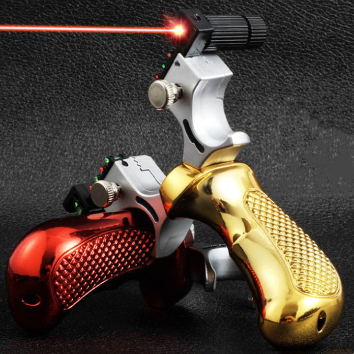 Ergonomische Präzisionsschleuder mit integriertem Laser-Zielsystem für effektives Sportschleuder-Training und Freizeit.