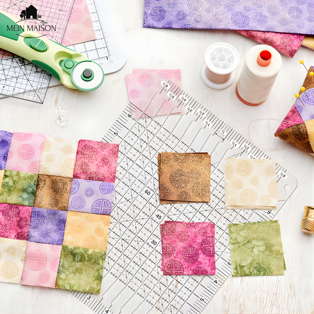 Vielseitiges Näh-Lineal aus Acryl, ermöglicht exakte Zuschnitte für DIY-Nähprojekte und alle Stoffarten.