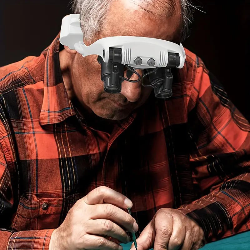 Präzisions-Vergrößerungsbrille mit LED für Detailarbeiten. Ideal für Elektronikreparatur & Schmuckarbeit.