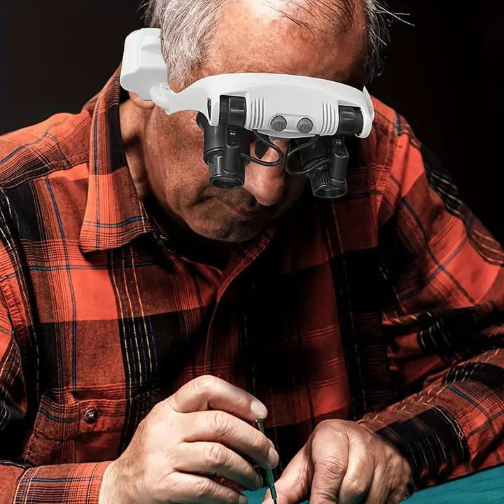 Präzisions-Vergrößerungsbrille mit LED für Detailarbeiten. Ideal für Elektronikreparatur & Schmuckarbeit.