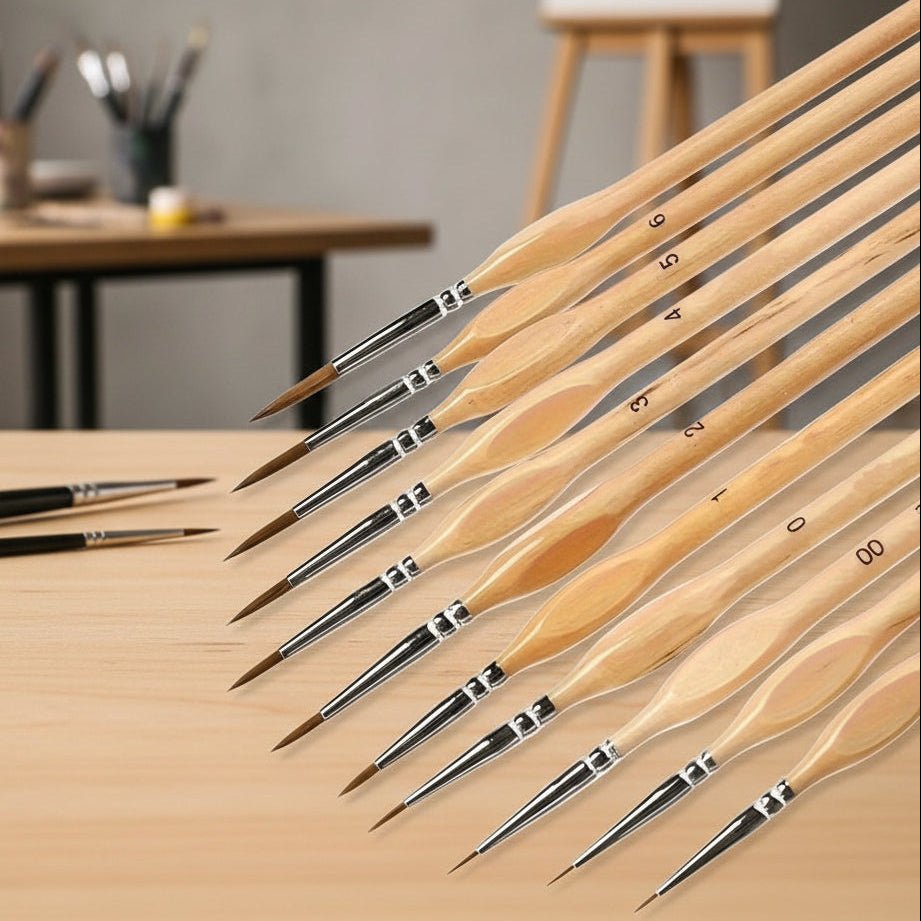 Ergonomisches Präzisionspinsel Set für Aquarell-, Acryl- & Ölmalerei. Ideal für filigrane Detailmalerei.