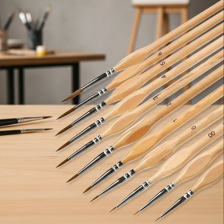 Ergonomisches Präzisionspinsel Set für Aquarell-, Acryl- & Ölmalerei. Ideal für filigrane Detailmalerei.