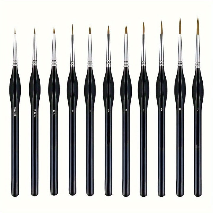 Gesamtaufnahme des Präzisionspinsel Sets. Essential für detailreiche Kunstprojekte & anspruchsvollen Modellbau.