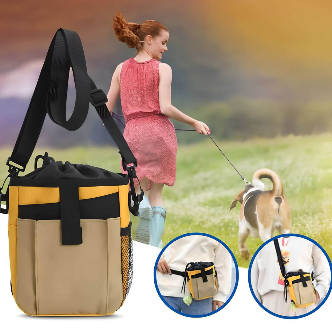 Strapazierfähiger, wasserabweisender Leckerliebeutel in Khaki für effektives Hundetraining.