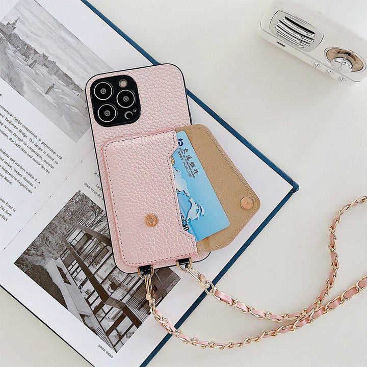 Robuste iPhone Schutzhülle mit Wallet-Funktion in elegantem Schwarz; schützt Handy & Karten stilvoll im Alltag.