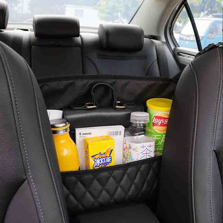 Robuster Auto-Rücksitz-Organizer mit mehreren Fächern für Getränke, Spielzeug & Reiseutensilien.