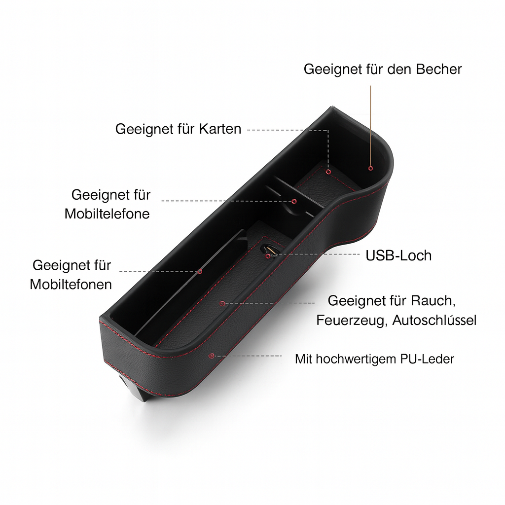 Stilvoller Leder-Auto-Organizer, perfektes Autozubehör für mehr Stauraum und eine aufgeräumte Fahrt.