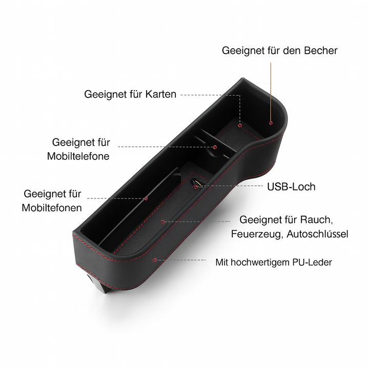 Stilvoller Leder-Auto-Organizer, perfektes Autozubehör für mehr Stauraum und eine aufgeräumte Fahrt.