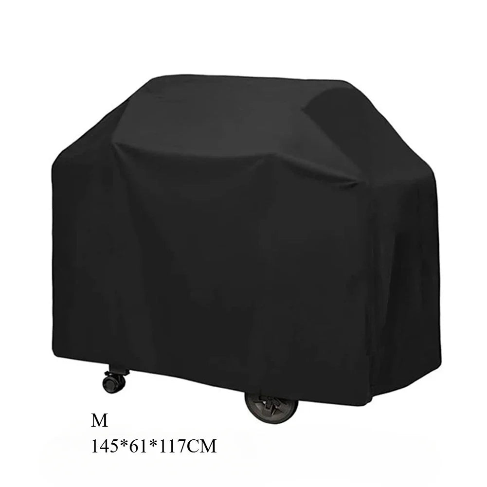 Schwarze, wasserdichte Grillabdeckhaube. Ideal als Wetterschutz für Ihren BBQ-Grill & Gartenmöbel im Outdoor-Bereich.