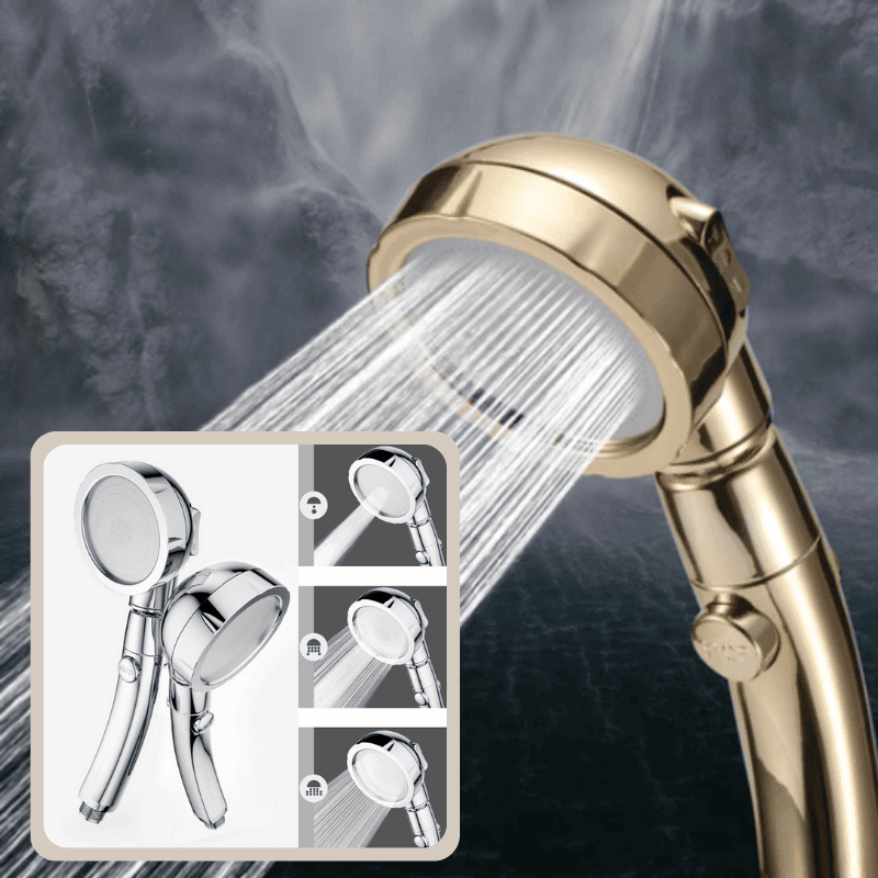 Premium Hochdruck-Duschkopf-Set (silber) mit 3 Strahlarten, 1,5m Brauseschlauch für Wellness & Wassereinsparung.