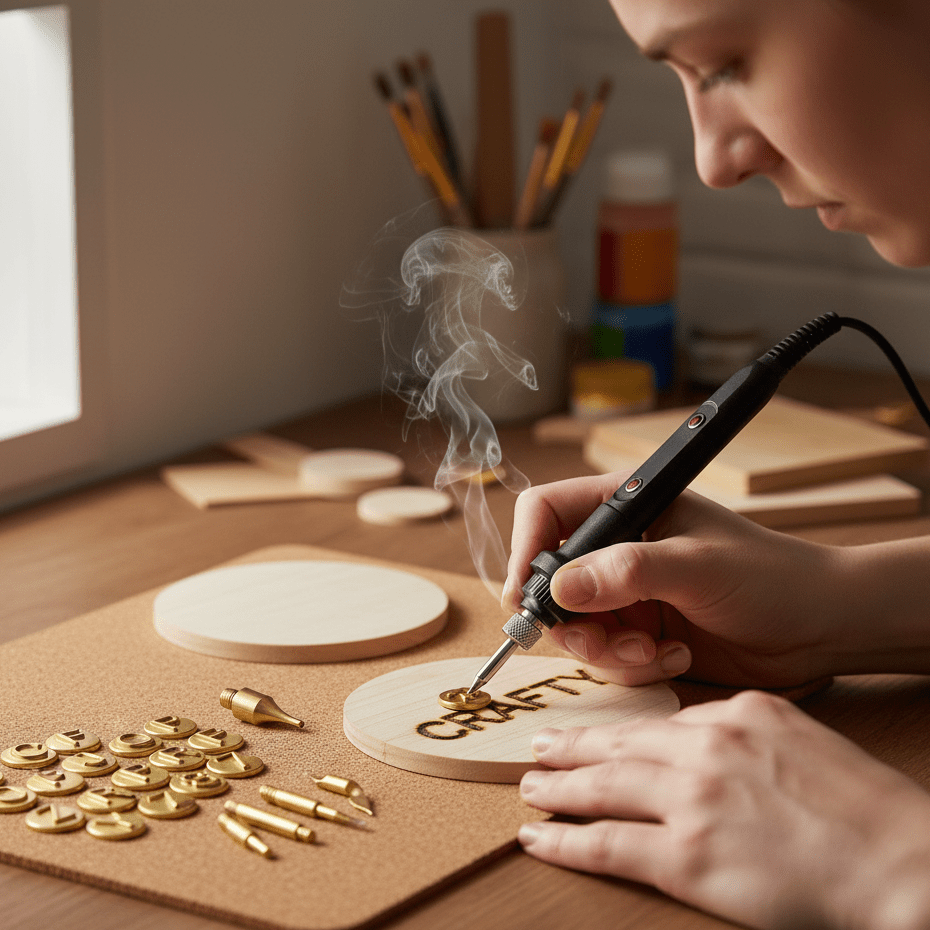 Premium Holzbrand- & Gravurset für kreatives Handwerk, inkl. Lötkolben & Zubehör für DIY-Projekte.