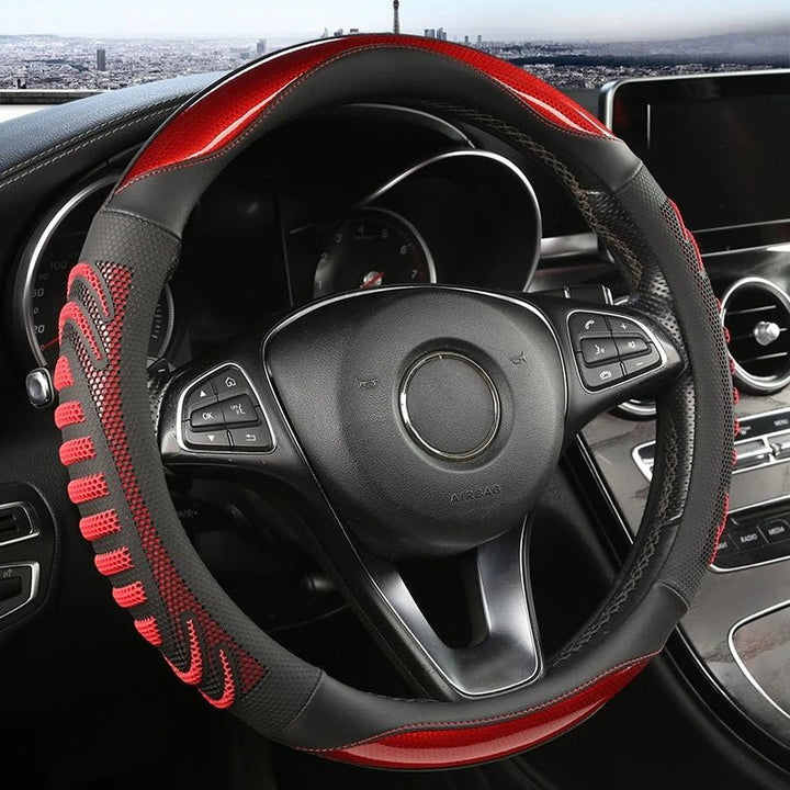Premium Lenkradbezug aus Wabenleder, rutschfest und ergonomisch. Perfekt für Komfort und Griffigkeit beim Autofahren.