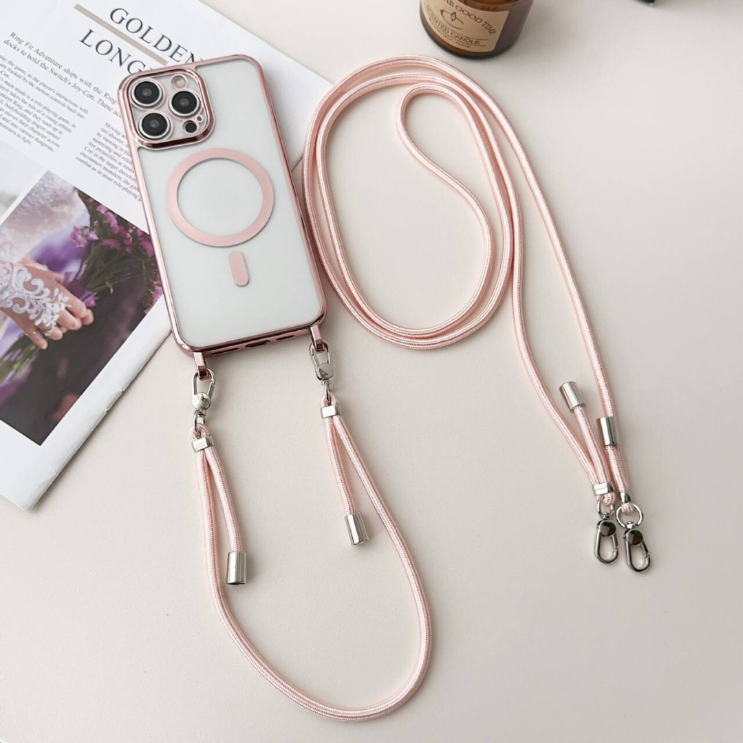 Innovatives Smartphonezubehör: MagSafe-Umhängehülle für iPhone mit Gurt. Handyschutz deluxe.