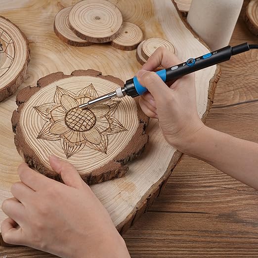 Premium Pyrographie-Kit mit Holzbrenner & Zubehör für Brandmalerei auf Holz & Leder, ideal für DIY-Handwerk.