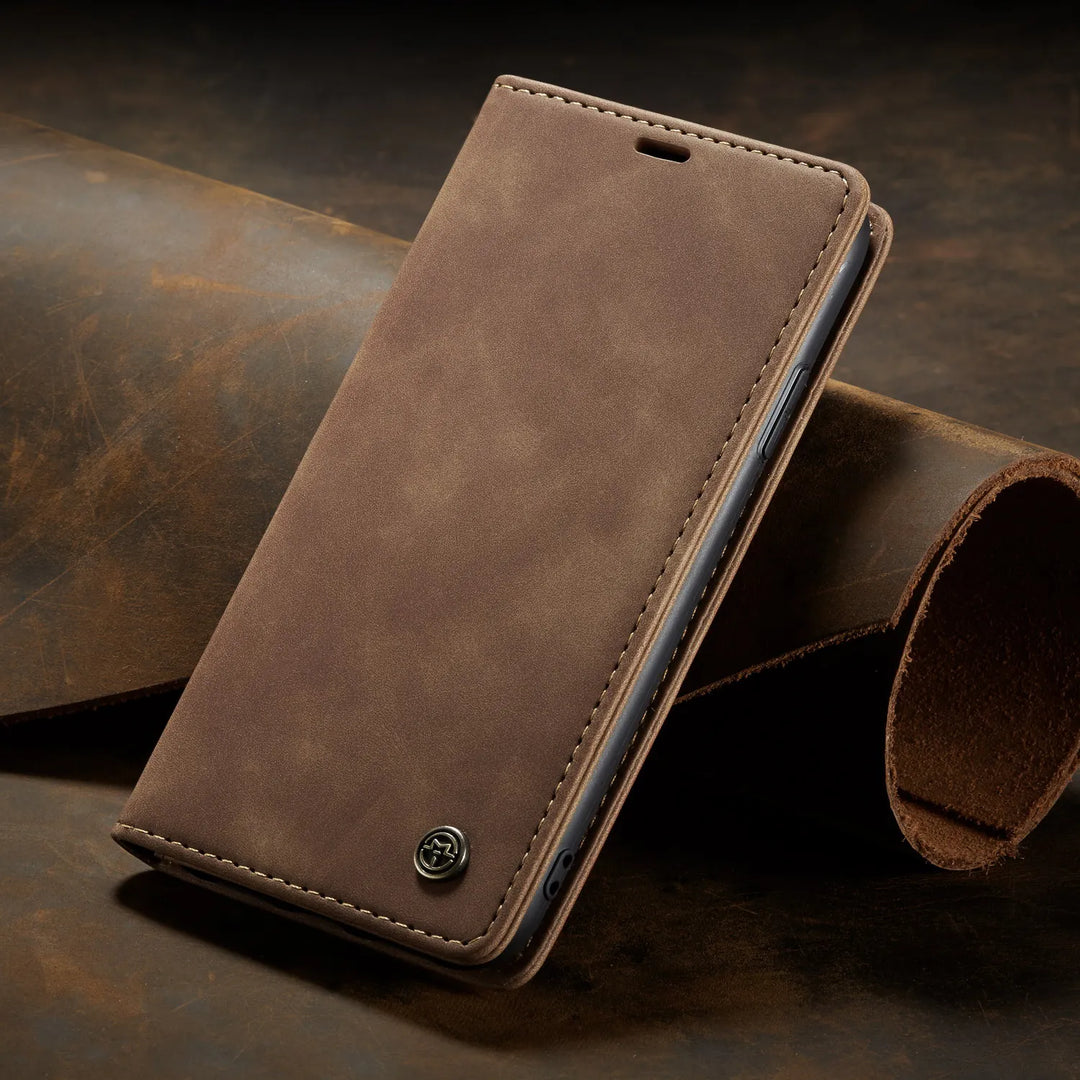 Vollständiger Schutz für Samsung Galaxy. Stoßfeste PU Leder Wallet Hülle mit Kartenfächern und Magnetverschluss.