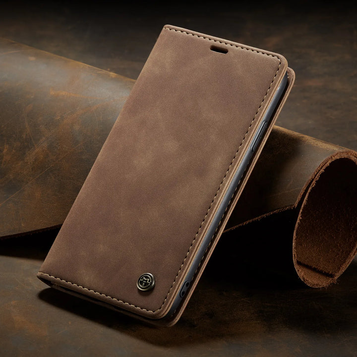 Vollständiger Schutz für Samsung Galaxy. Stoßfeste PU Leder Wallet Hülle mit Kartenfächern und Magnetverschluss.