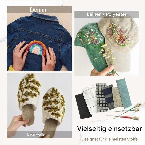 Komplettes Stickset mit Premium Sticknadeln für Handarbeit. Perfekt für Anfänger & erfahrene Sticken-Fans.