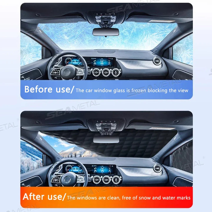 Ganzjährige Windschutzscheibenabdeckung mit UV-Schutz für PKW & SUV. Magnetisch & winddicht für alle Jahreszeiten.