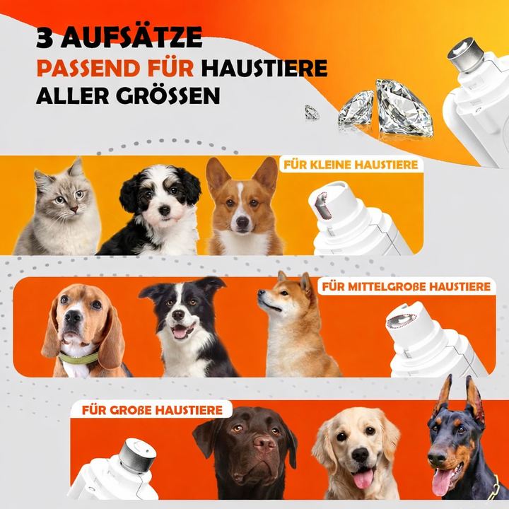Effizienter Tierpflege-Krallenschleifer für Hunde & Katzen, elektrisch, USB-betrieben, leise.