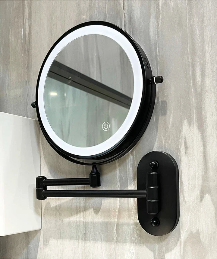 Hochwertiger LED-Kosmetikspiegel mit Vergrößerungsfunktion für Make-up und detailreiche Schönheitspflege.