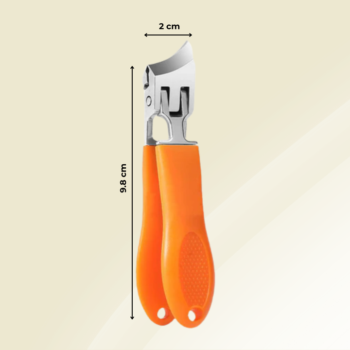 Hygienisches Nagelwerkzeug aus Edelstahl mit Spritzschutz für effektive und saubere Nagelpflege, besonders bei dicken Nägeln.