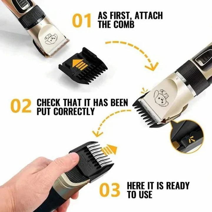 Kabelloser Gold-Hundetrimmer mit Akku für flexible und präzise Fellpflege, perfekt für zu Hause.