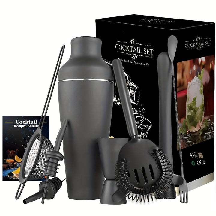 Professionelles Edelstahl Cocktail-Set für Heim-Barkeeper. Hochwertiges Barzubehör für Mixgetränke.
