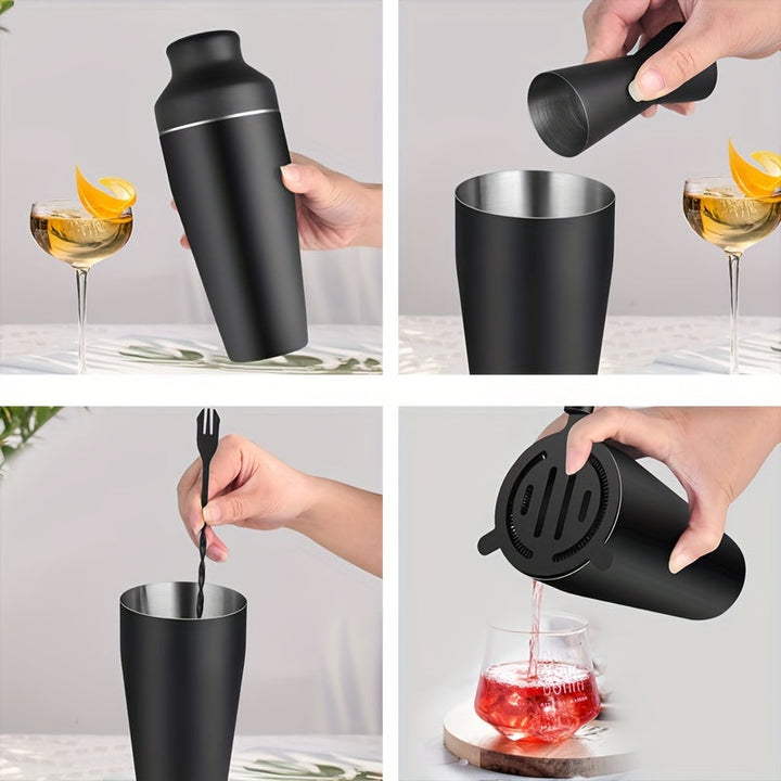 Glänzendes Edelstahl Barzubehör-Set, ideal für professionelle und private Cocktail-Zubereitung.