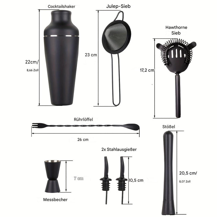Praktisches Edelstahl Bar-Set für Heim-Barkeeper, um köstliche Mixgetränke einfach zuzubereiten.