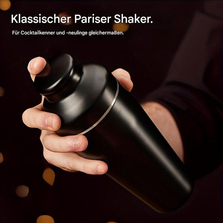Professionelles Cocktail-Set aus gebürstetem Edelstahl, ein Must-have für jede moderne Hausbar.