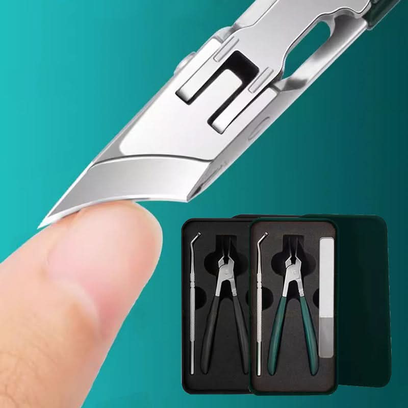 Professionelles Edelstahl Nagelpflegeset mit Anti-Spritzschutz für Maniküre & Pediküre.
