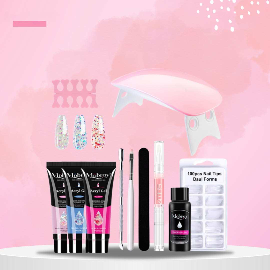 Professionelles Poly Gel Nagelset für Zuhause. Ideal für DIY Nagelverlängerung & Salonqualität Maniküre.