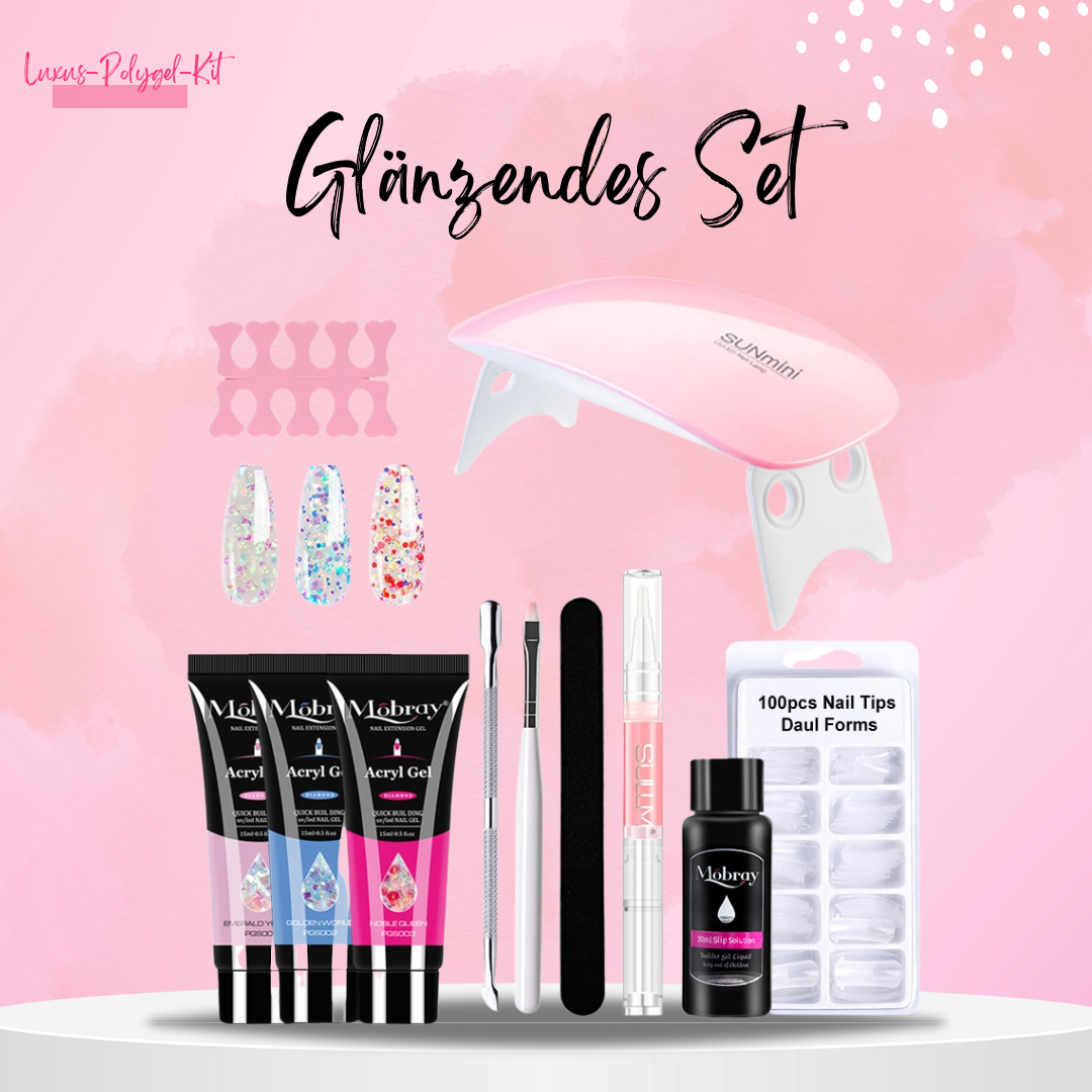 Erzielen Sie Salonqualität Gel Nägel zuhause mit diesem professionellen Poly Gel Nagelset & UV/LED Gel.