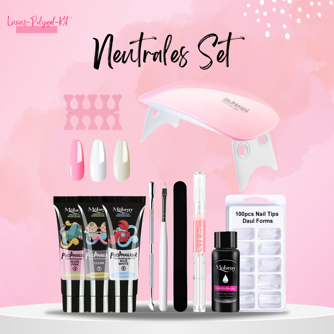 Poly Gel Nagelset inklusive UV/LED Gel für haltbare Nagelverlängerung. Perfekt für DIY Gel Nägel.