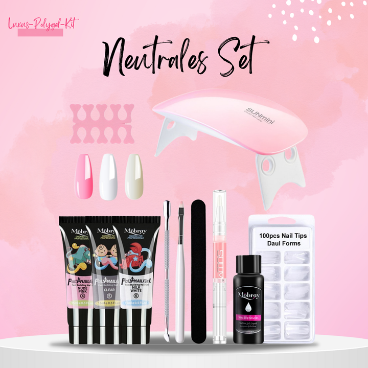 Poly Gel Nagelset inklusive UV/LED Gel für haltbare Nagelverlängerung. Perfekt für DIY Gel Nägel.