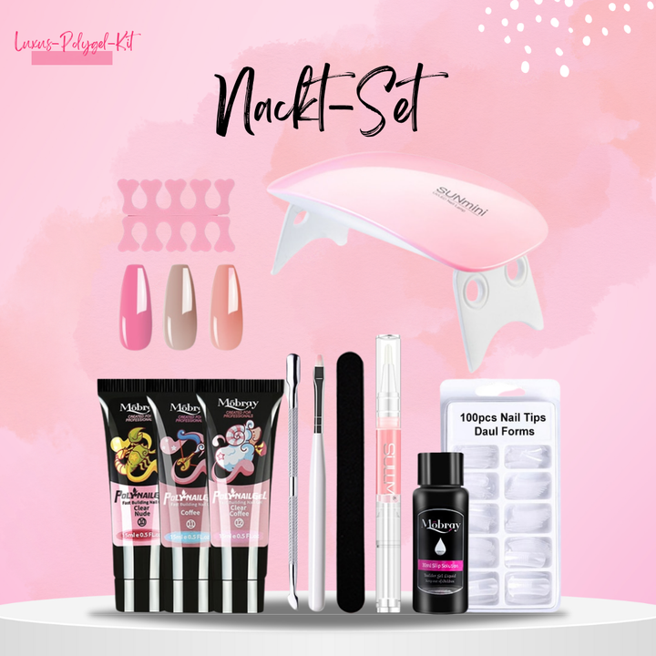 Erstellen Sie langanhaltende Poly Gel Nägel & beeindruckende Nail Art. Professionelles Nagelset für Zuhause.