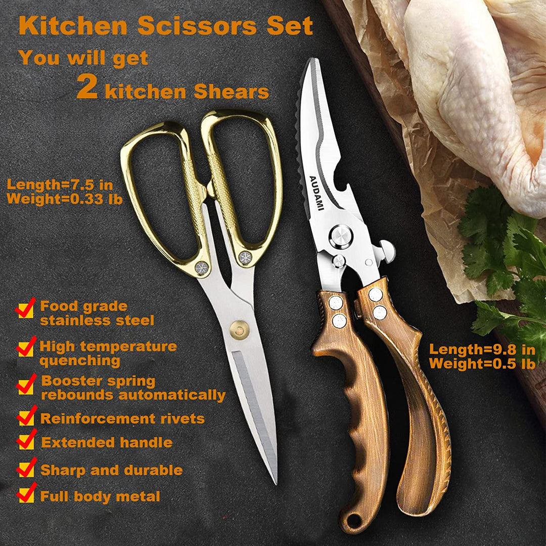 Schwerlast Küchenscheren Set, vielseitig für Geflügel, Fleisch & gefrorene Lebensmittel; aus Edelstahl.