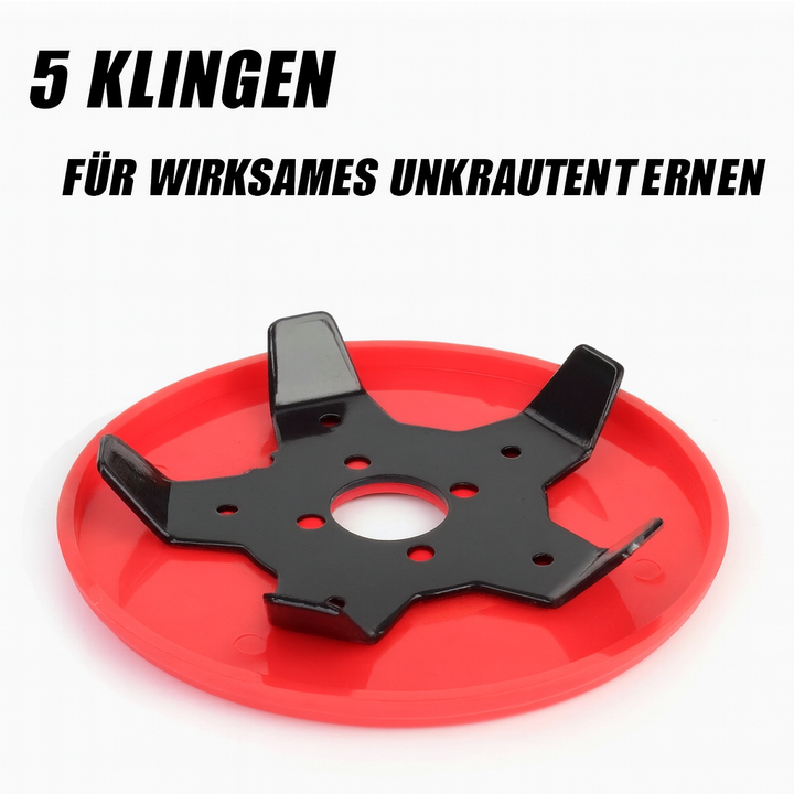 Unkrautscheibe am Freischneider in Aktion, entfernt effektiv Unkraut und Moos vom Weg.