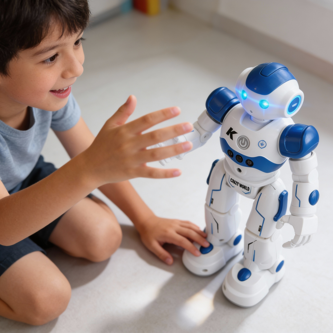 Interaktiver Lernroboter für Kinder mit Gestensteuerung & LED-Augen. Programmierbares pädagogisches Spielzeug.