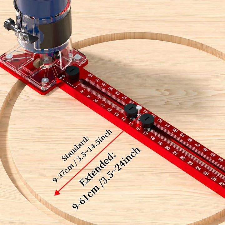 Vielseitige ProMill 3-in-1 Frässchablone: Präzise Radien, Nuten & Kreise für professionelle Holzbearbeitung.