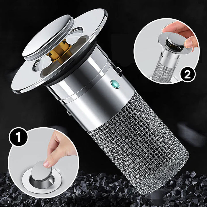 PureFlow Abflussfilter & Stöpsel aus Edelstahl. Verstopfungsschutz, Haarfänger für Bad & Küche, Geruchsstopper.