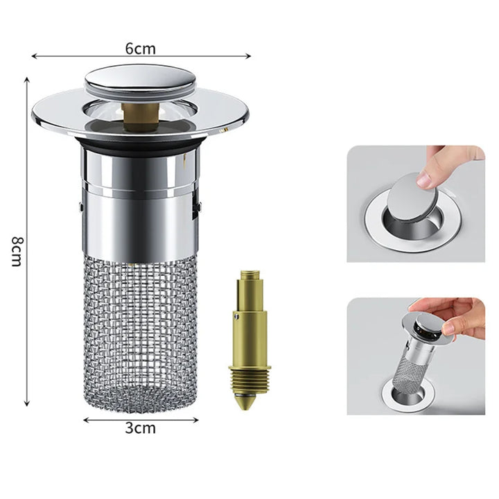 Pop-up Abflussstöpsel: Einfach zu bedienen, dichtet perfekt ab. Geruchsstopper für Waschbecken & Dusche.